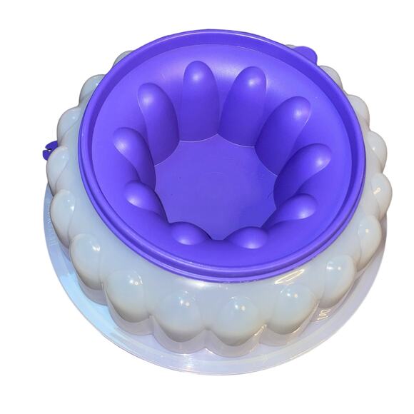Vintage Tupperware Jello Jel-Ring Mold Gelatin 1201B 1202 1203 Purple Fluted 9" - Picture 9 of 13